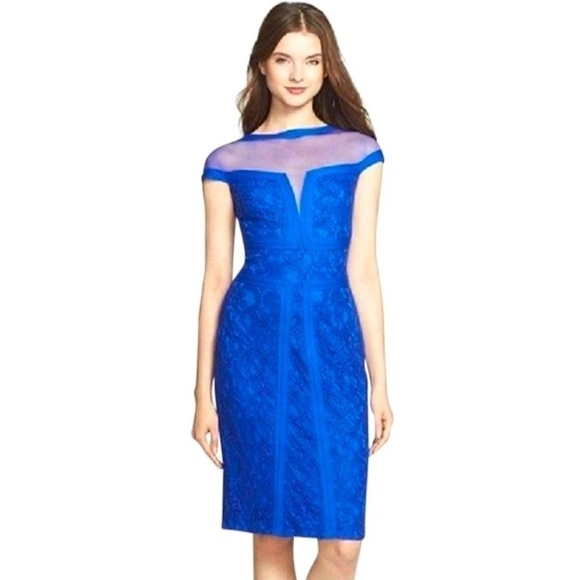 TADASHI SHOJI Royal Blue Lace Sheath Dress - Picture 1 of 8